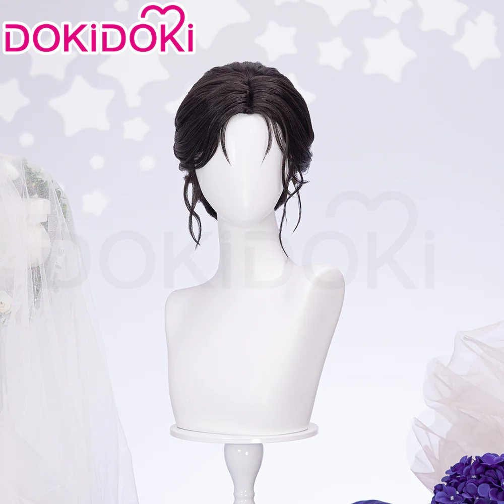 【Partially Ready For Ship】DokiDoki Game Love And Deepspace Cosplay Protagonist MC Wedding Wig / Veil / Headwear Xavier / Sylus / Zayne / Rafayel / Caleb Black Hair Buns - Image 5