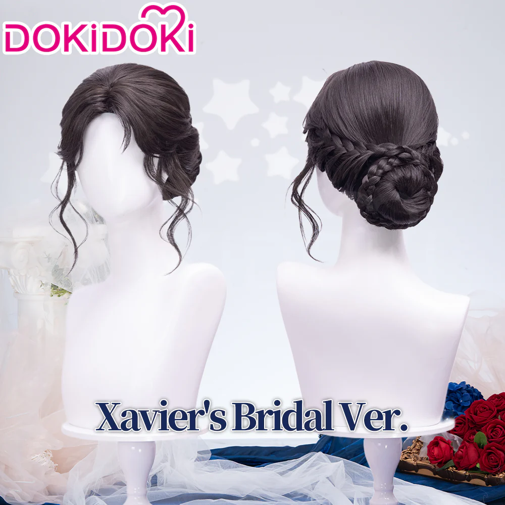 【Partially Ready For Ship】DokiDoki Game Love And Deepspace Cosplay Protagonist MC Wedding Wig / Veil / Headwear Xavier / Sylus / Zayne / Rafayel / Caleb Black Hair Buns - Image 9