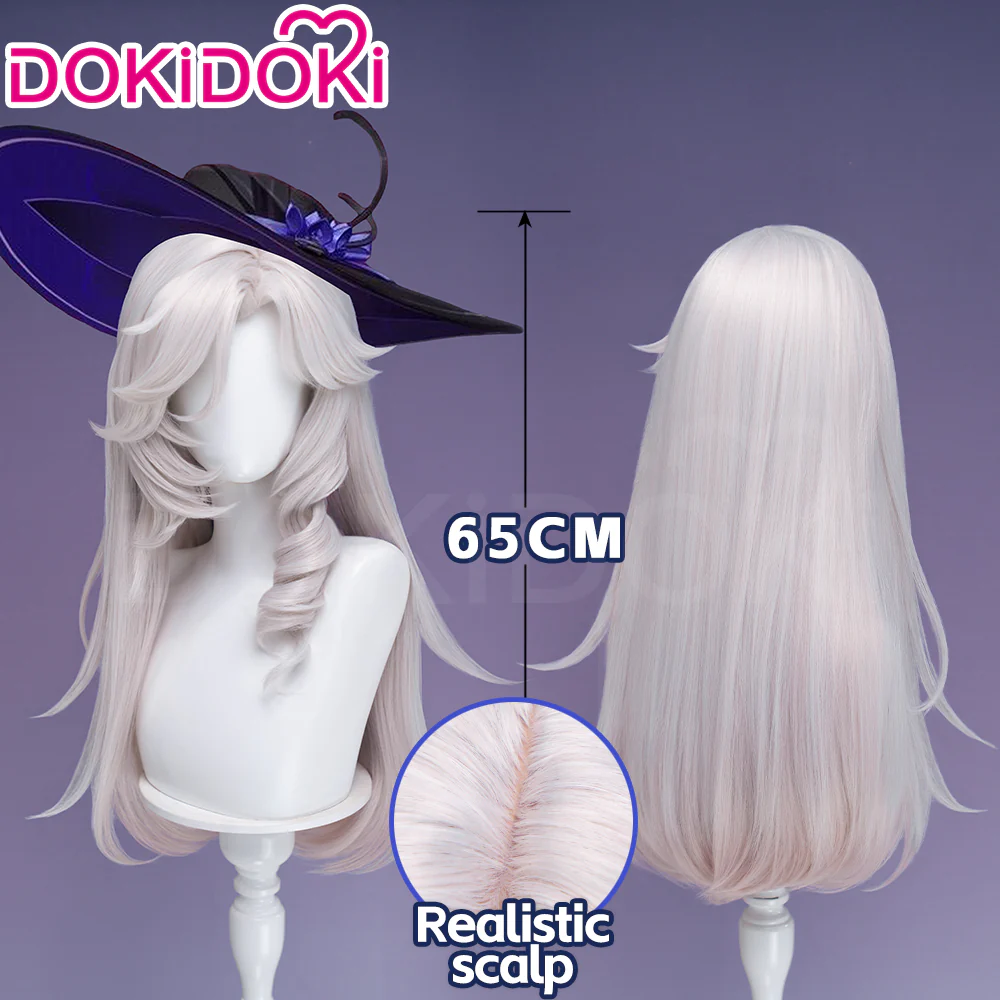 DokiDoki Game Neverness to Everness Cosplay Jiuyuan Wig Long Curly White Hair Pre Curled Jiu Yuan NTE