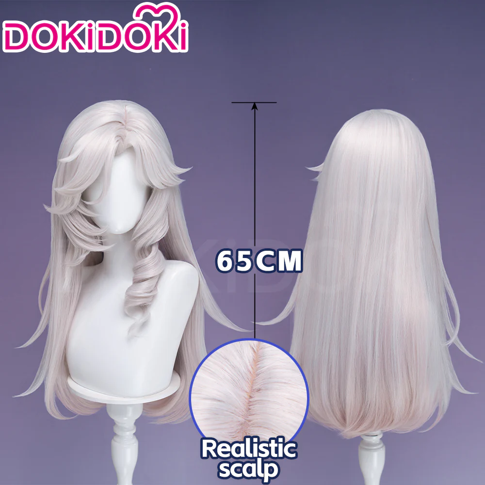 DokiDoki Game Neverness to Everness Cosplay Jiuyuan Wig Long Curly White Hair Pre Curled Jiu Yuan NTE - Image 2