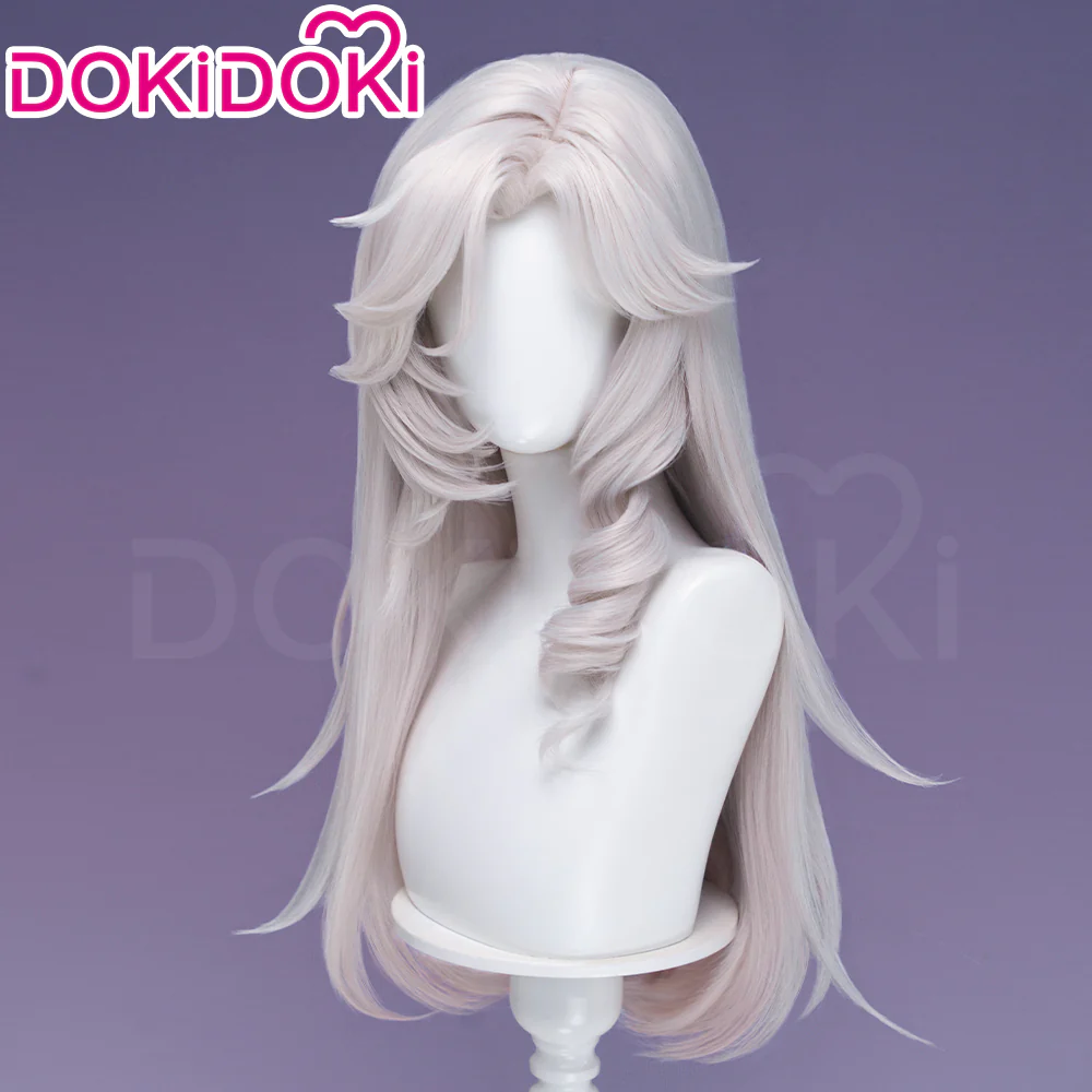 DokiDoki Game Neverness to Everness Cosplay Jiuyuan Wig Long Curly White Hair Pre Curled Jiu Yuan NTE - Image 3