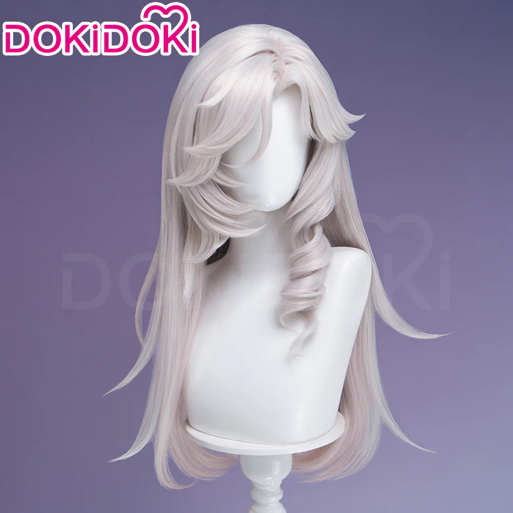 DokiDoki Game Neverness to Everness Cosplay Jiuyuan Wig Long Curly White Hair Pre Curled Jiu Yuan NTE - Image 4