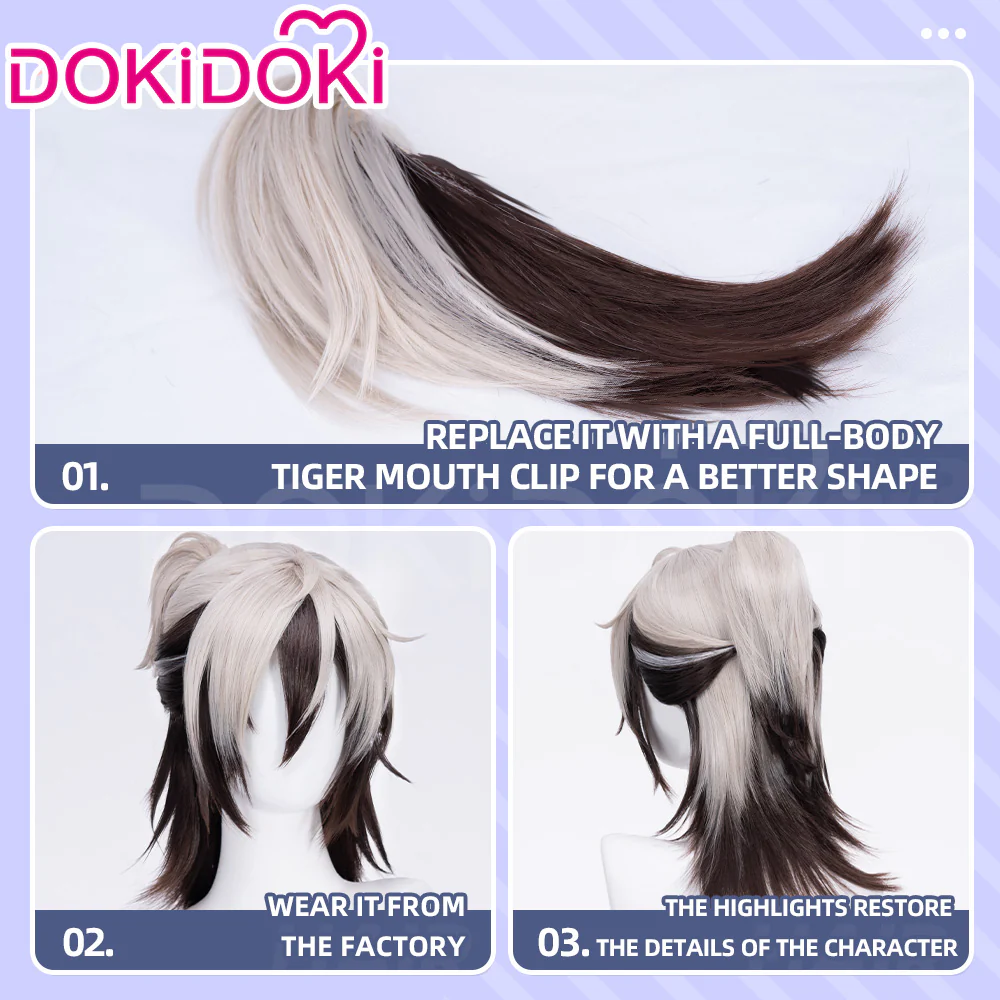 【Ready For Ship】DokiDoki Game Nu: Carnival Cosplay Rei Wig Black White - Image 4
