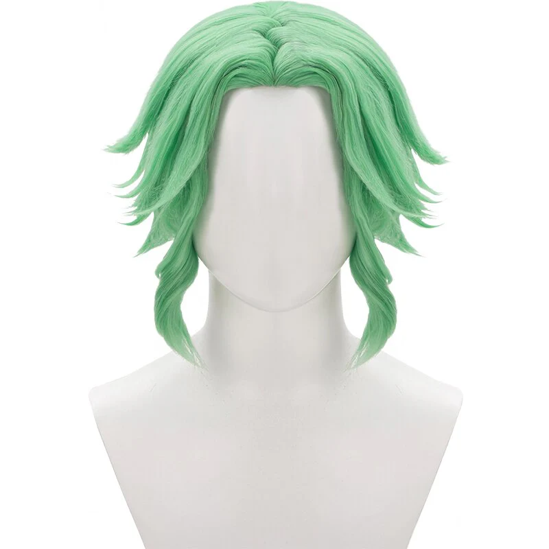 DokiDoki Game Our Life: Beginnings & Always Cosplay Cove Wig Short Curly Green - Image 5