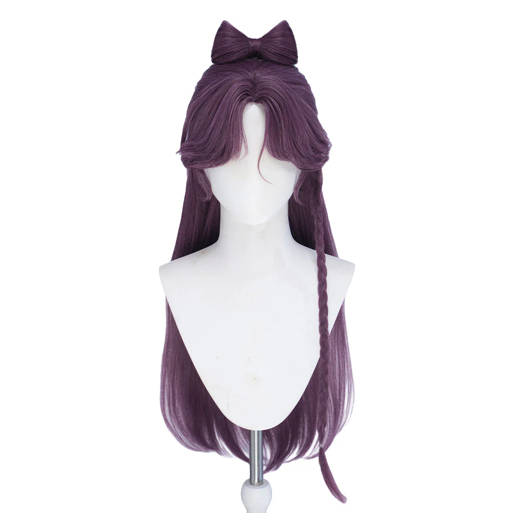 DokiDoki Game Path to Nowhere Cosplay Yingying Wig Long Straight Purple Hair Detachable Bow Ying Ying Hsu Fu Chi Collaboration - Image 2