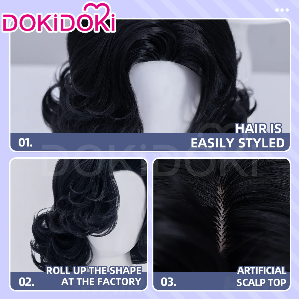 【Normal Ver Ready For Ship】DokiDoki Game Reverse:1999 Cosplay Tuesday Wig Short Curly Black Hair Story of the Jade Vase - Image 4