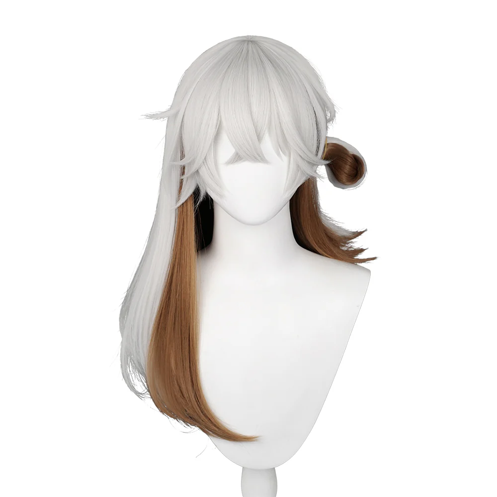DokiDoki Game Reverse:1999 Cosplay Medicine Pocket Wig Long Straight Silver Brown Hair - Image 4