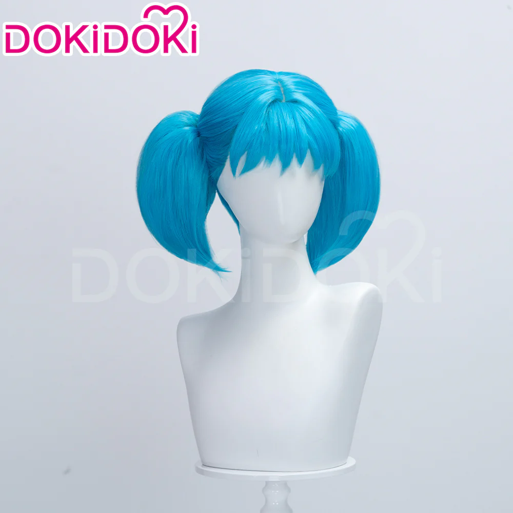 【Ready For Ship】DokiDoki Game Cosplay Wig Blue Double Ponytails - Image 4
