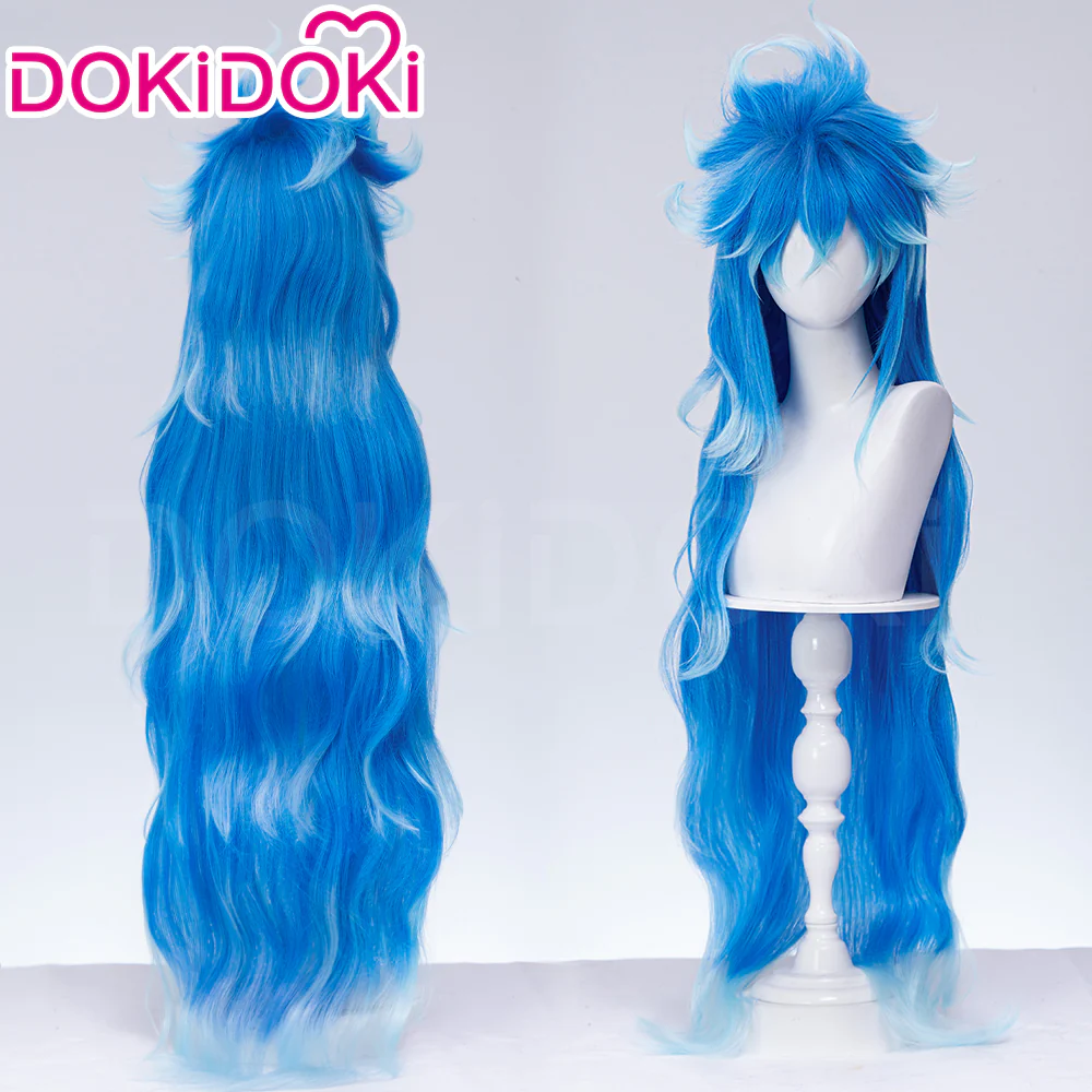 【Ready For Ship】DokiDoki Game Cosplay Wig Long Blue Curvy