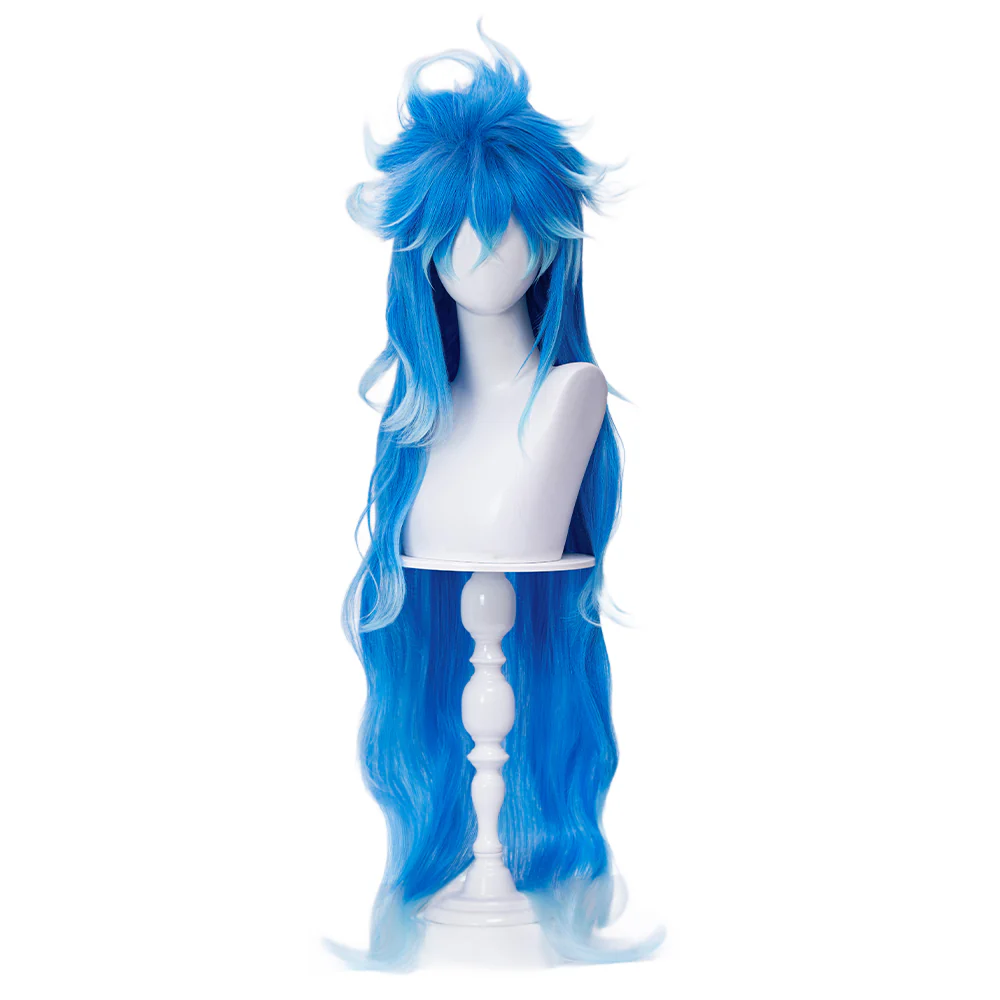 【Ready For Ship】DokiDoki Game Cosplay Wig Long Blue Curvy - Image 2