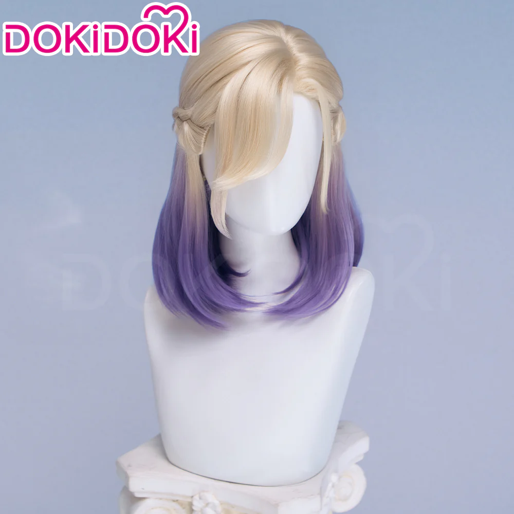 【Ready For Ship】DokiDoki Game Cosplay Wig Short Golden & Purple Hair Dorm - Image 10