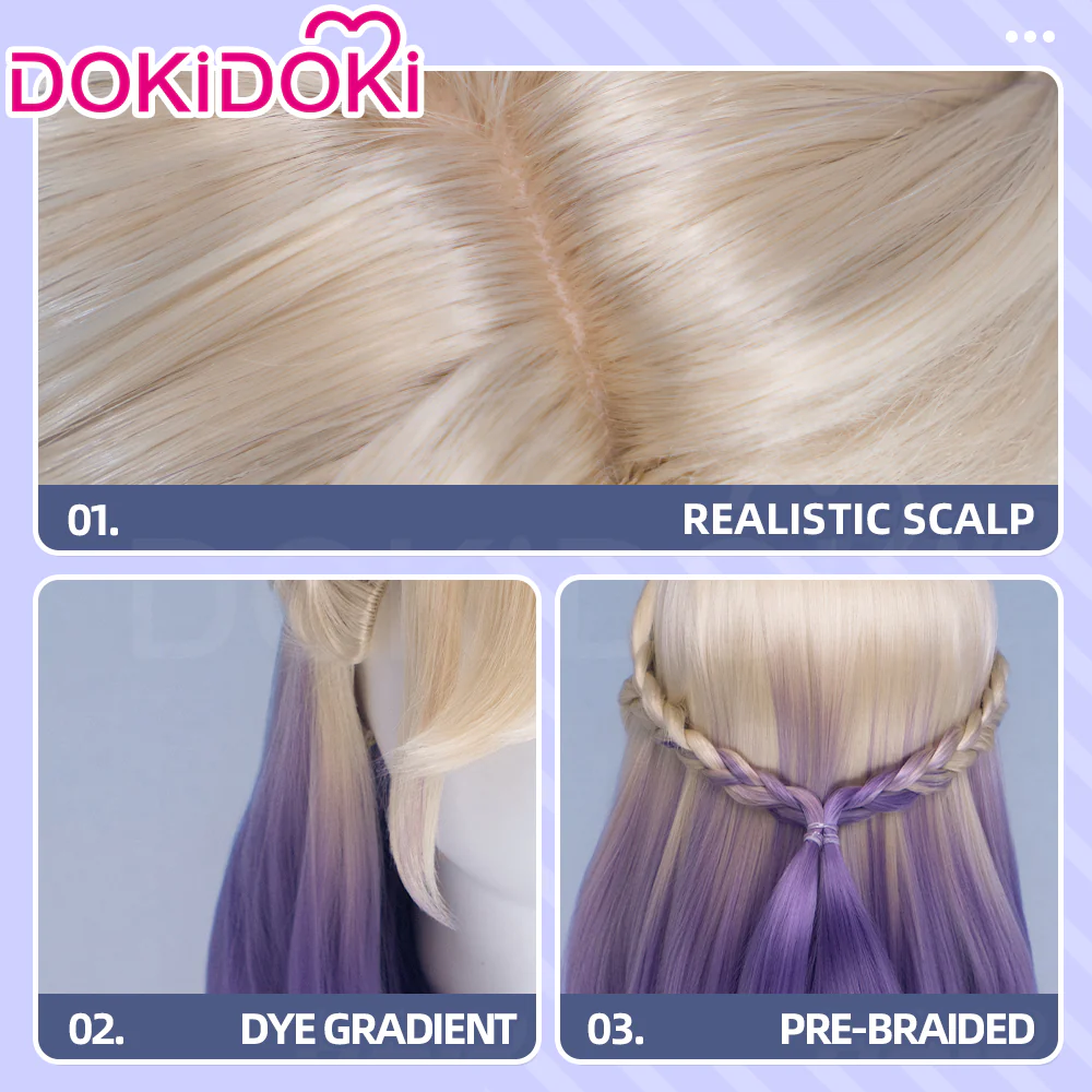 【Ready For Ship】DokiDoki Game Cosplay Wig Short Golden & Purple Hair Dorm - Image 11