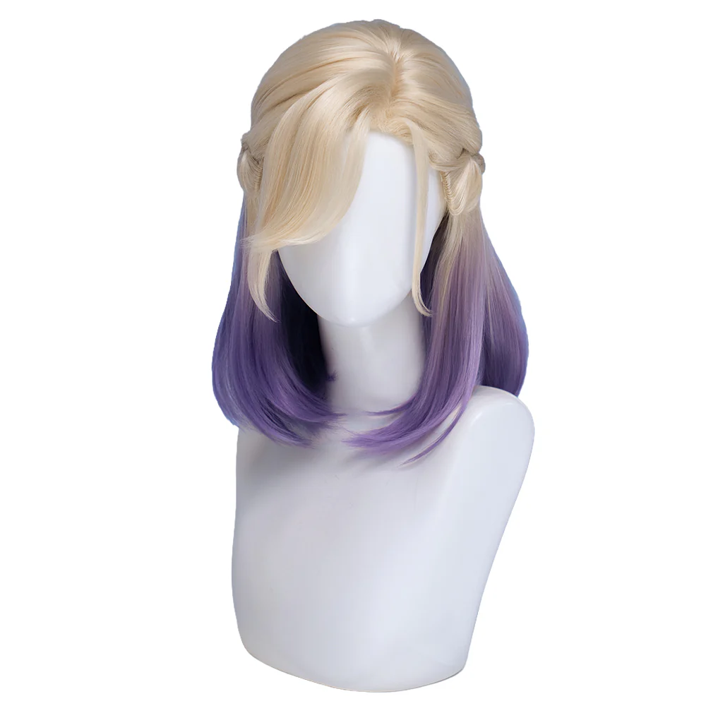 【Ready For Ship】DokiDoki Game Cosplay Wig Short Golden & Purple Hair Dorm - Image 12