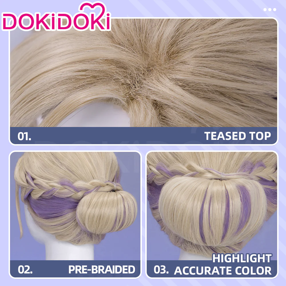 【Ready For Ship】DokiDoki Game Cosplay Wig Short Golden & Purple Hair Dorm - Image 16