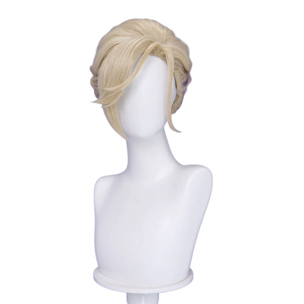【Ready For Ship】DokiDoki Game Cosplay Wig Short Golden & Purple Hair Dorm - Image 17