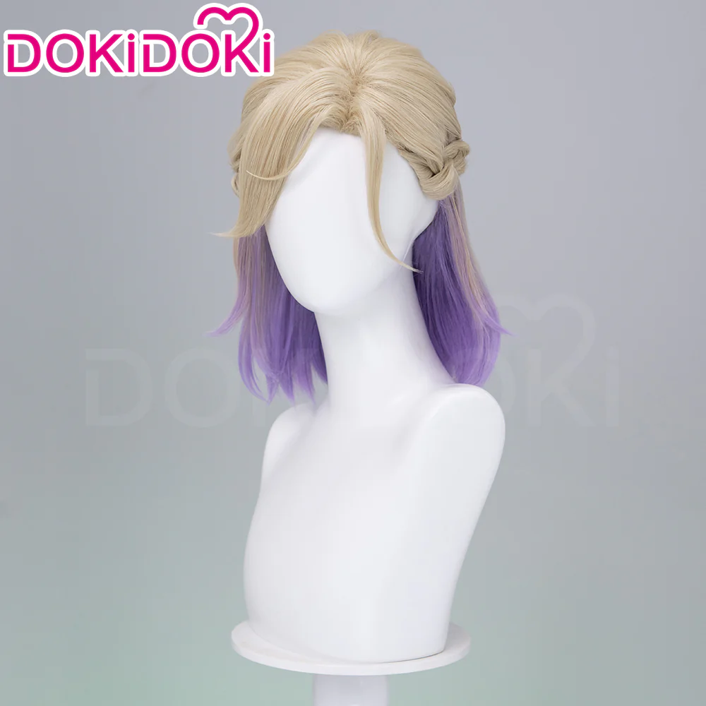 【Ready For Ship】DokiDoki Game Cosplay Wig Short Golden & Purple Hair Dorm - Image 4