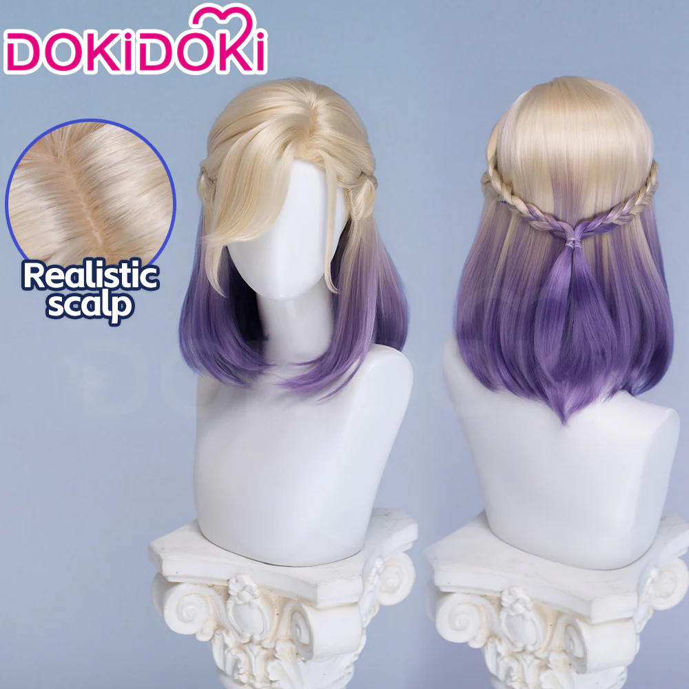 【Ready For Ship】DokiDoki Game Cosplay Wig Short Golden & Purple Hair Dorm - Image 8