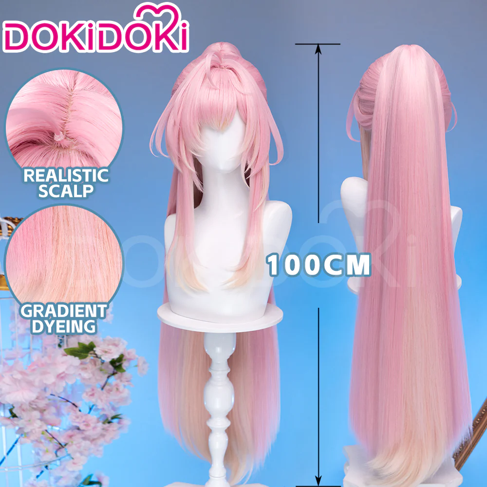 【Wig Ready For Ship】DokiDoki Game Wuthering Waves Cosplay Aemeath Wig / Headpiece Long Straight Pink Ponytail Gradient Dyeing Hair - Image 2