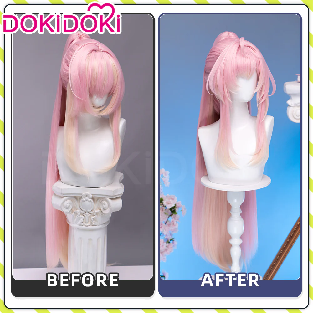 【Wig Ready For Ship】DokiDoki Game Wuthering Waves Cosplay Aemeath Wig / Headpiece Long Straight Pink Ponytail Gradient Dyeing Hair - Image 4