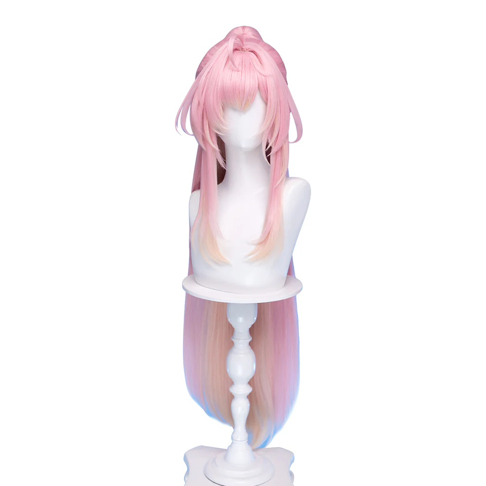 【Wig Ready For Ship】DokiDoki Game Wuthering Waves Cosplay Aemeath Wig / Headpiece Long Straight Pink Ponytail Gradient Dyeing Hair - Image 9