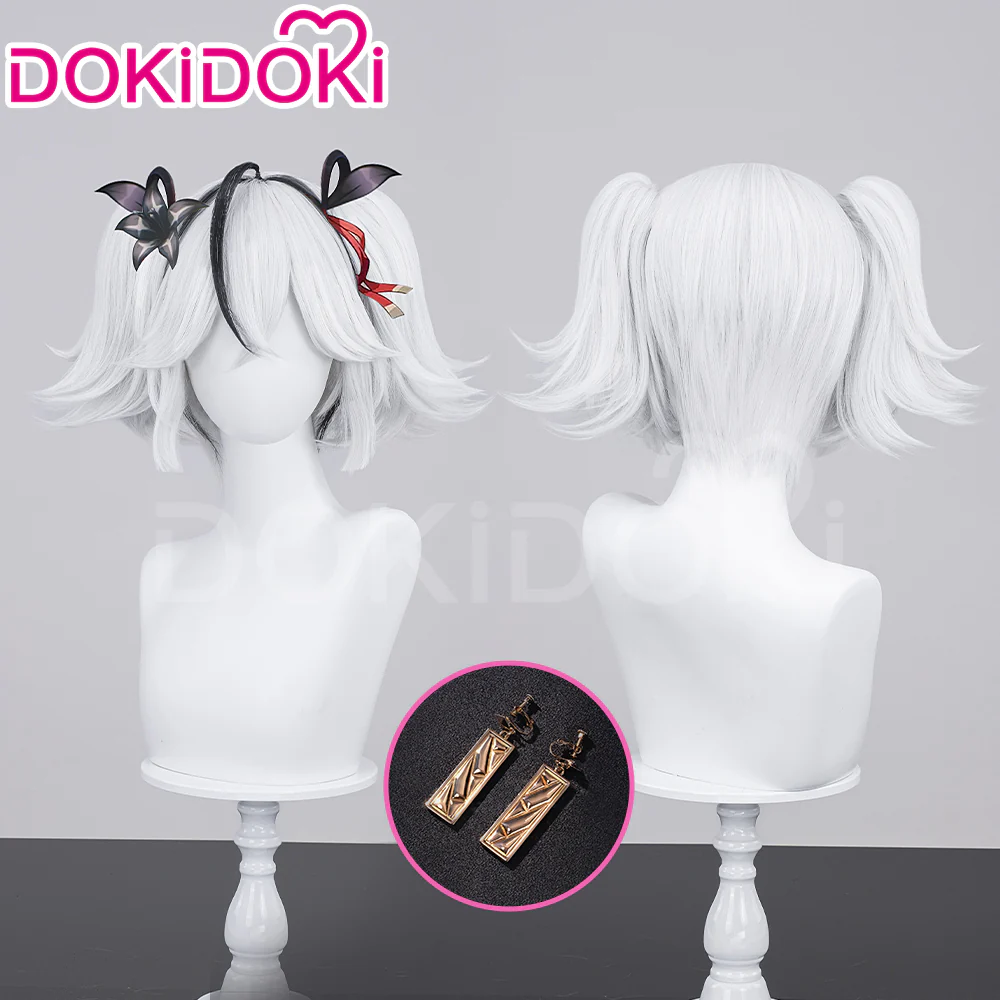 【Ready For Ship】DokiDoki Game Wuthering Waves Cosplay Camellya Wig / Ear Clips Short Straight White Black Hair