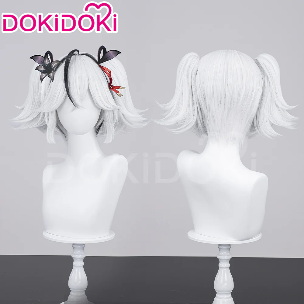 【Ready For Ship】DokiDoki Game Wuthering Waves Cosplay Camellya Wig / Ear Clips Short Straight White Black Hair - Image 2