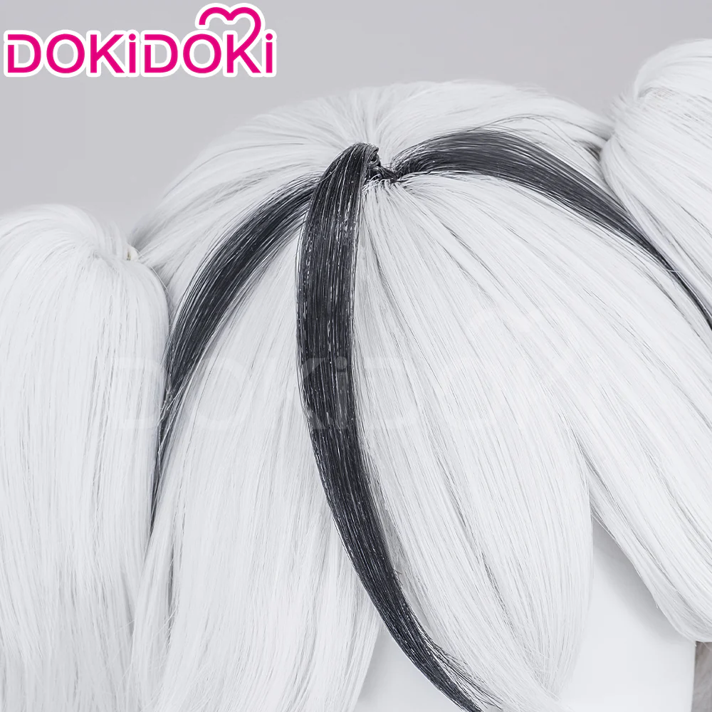 【Ready For Ship】DokiDoki Game Wuthering Waves Cosplay Camellya Wig / Ear Clips Short Straight White Black Hair - Image 5