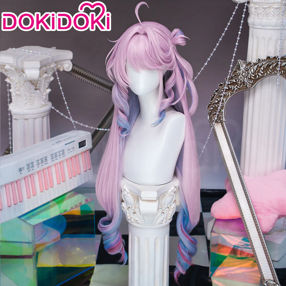 DokiDoki Game Wuthering Waves Cosplay Denia Wig Long Curly Pink Blue Inner Dyeing Hair - Image 11
