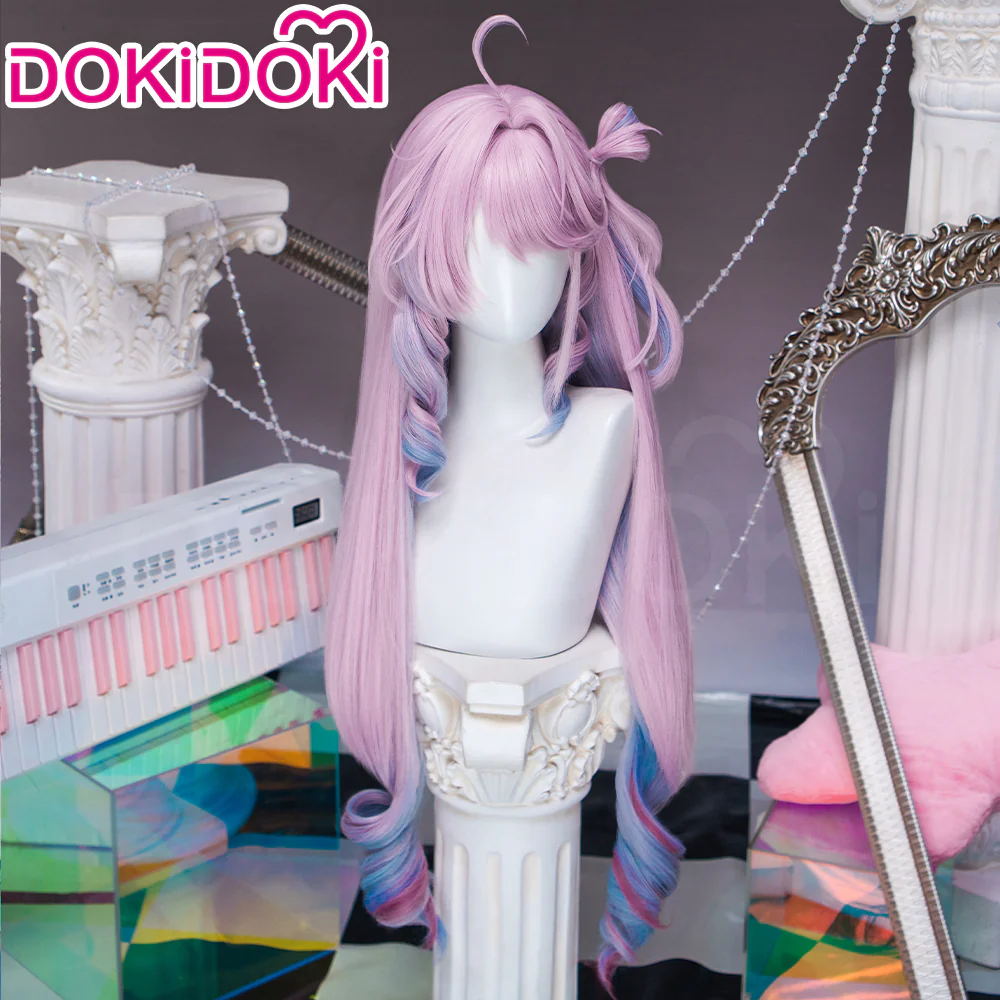 DokiDoki Game Wuthering Waves Cosplay Denia Wig Long Curly Pink Blue Inner Dyeing Hair - Image 12