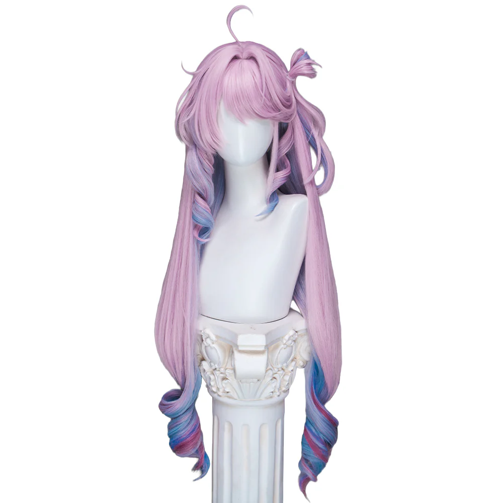 DokiDoki Game Wuthering Waves Cosplay Denia Wig Long Curly Pink Blue Inner Dyeing Hair - Image 14