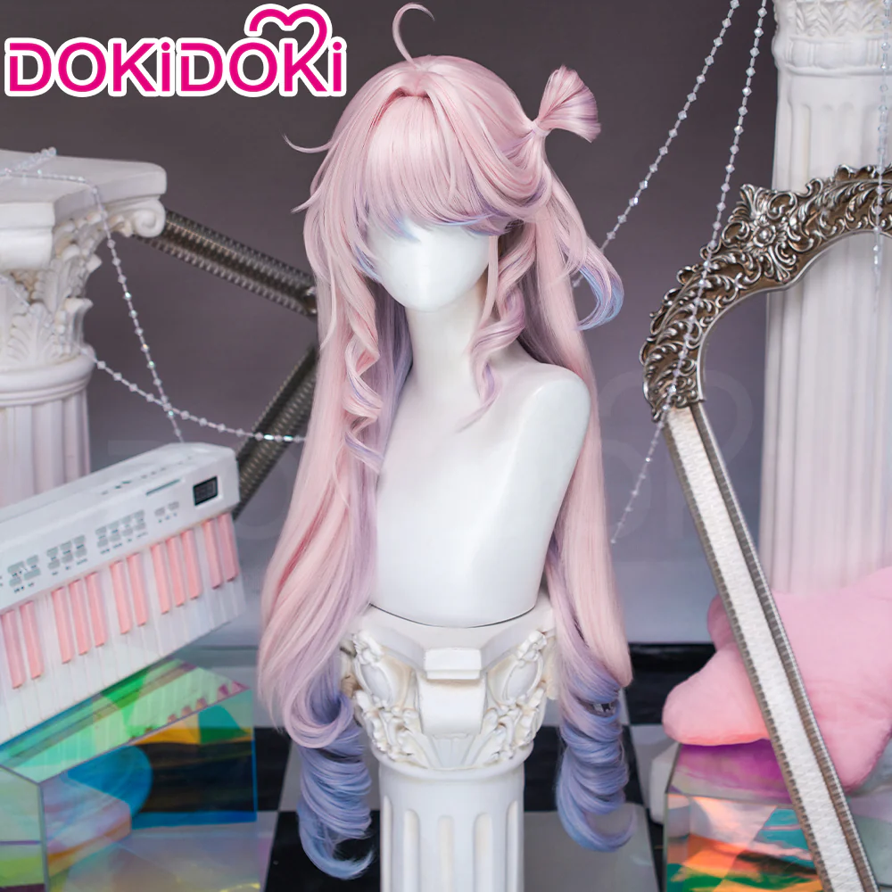 DokiDoki Game Wuthering Waves Cosplay Denia Wig Long Curly Pink Blue Inner Dyeing Hair - Image 6