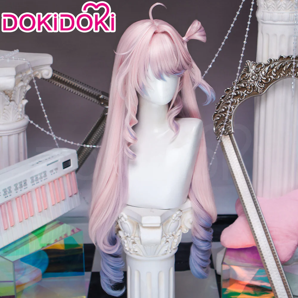 DokiDoki Game Wuthering Waves Cosplay Denia Wig Long Curly Pink Blue Inner Dyeing Hair - Image 7