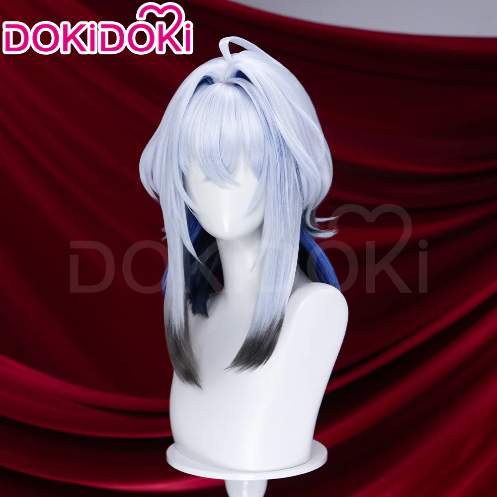 【Ready For Ship】DokiDoki Game Wuthering Waves Cosplay Galbrena Wig Long Curly Silver Blue Black Gradient Hair - Image 2