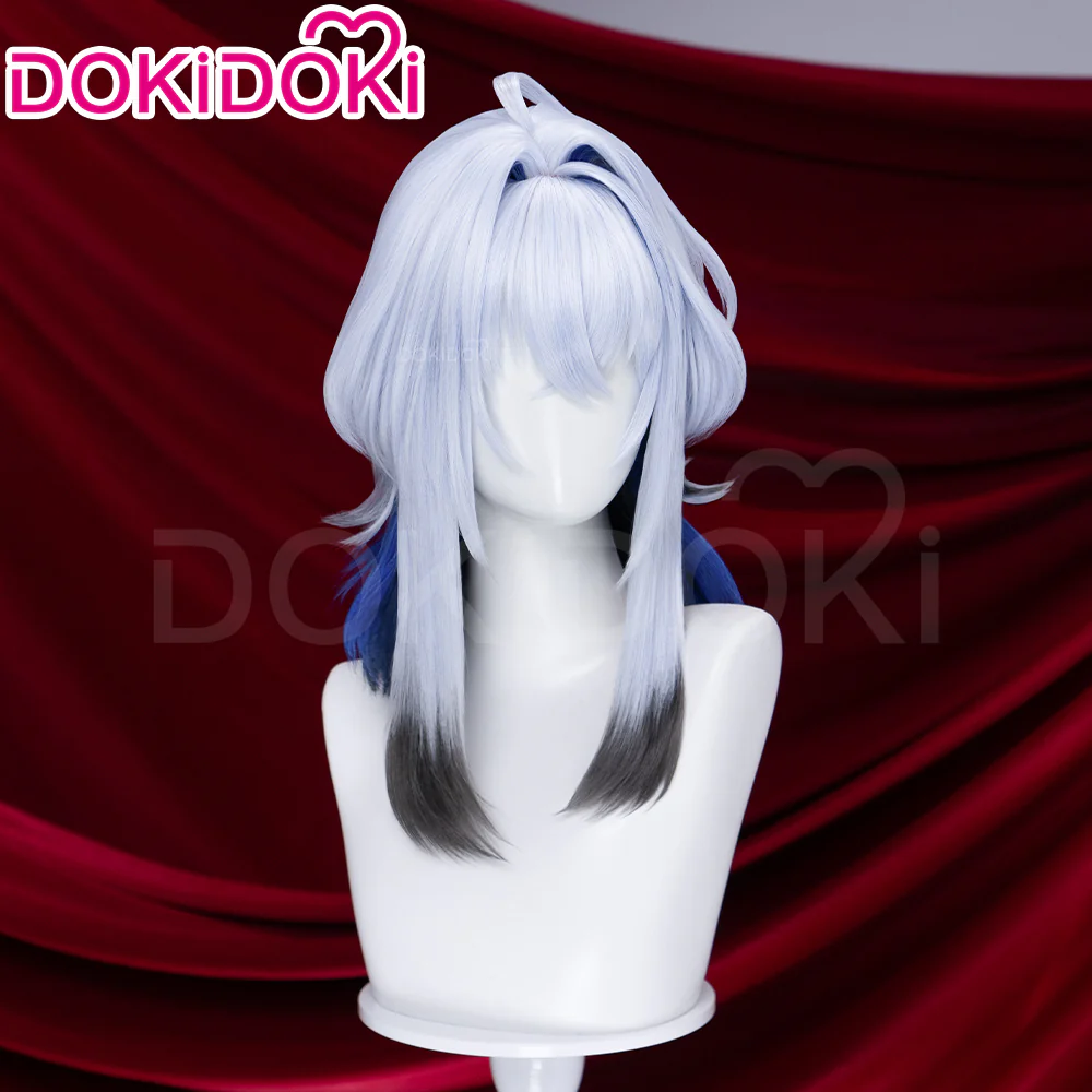 【Ready For Ship】DokiDoki Game Wuthering Waves Cosplay Galbrena Wig Long Curly Silver Blue Black Gradient Hair - Image 3