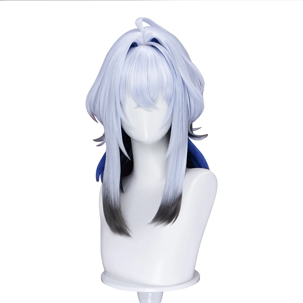 【Ready For Ship】DokiDoki Game Wuthering Waves Cosplay Galbrena Wig Long Curly Silver Blue Black Gradient Hair - Image 5