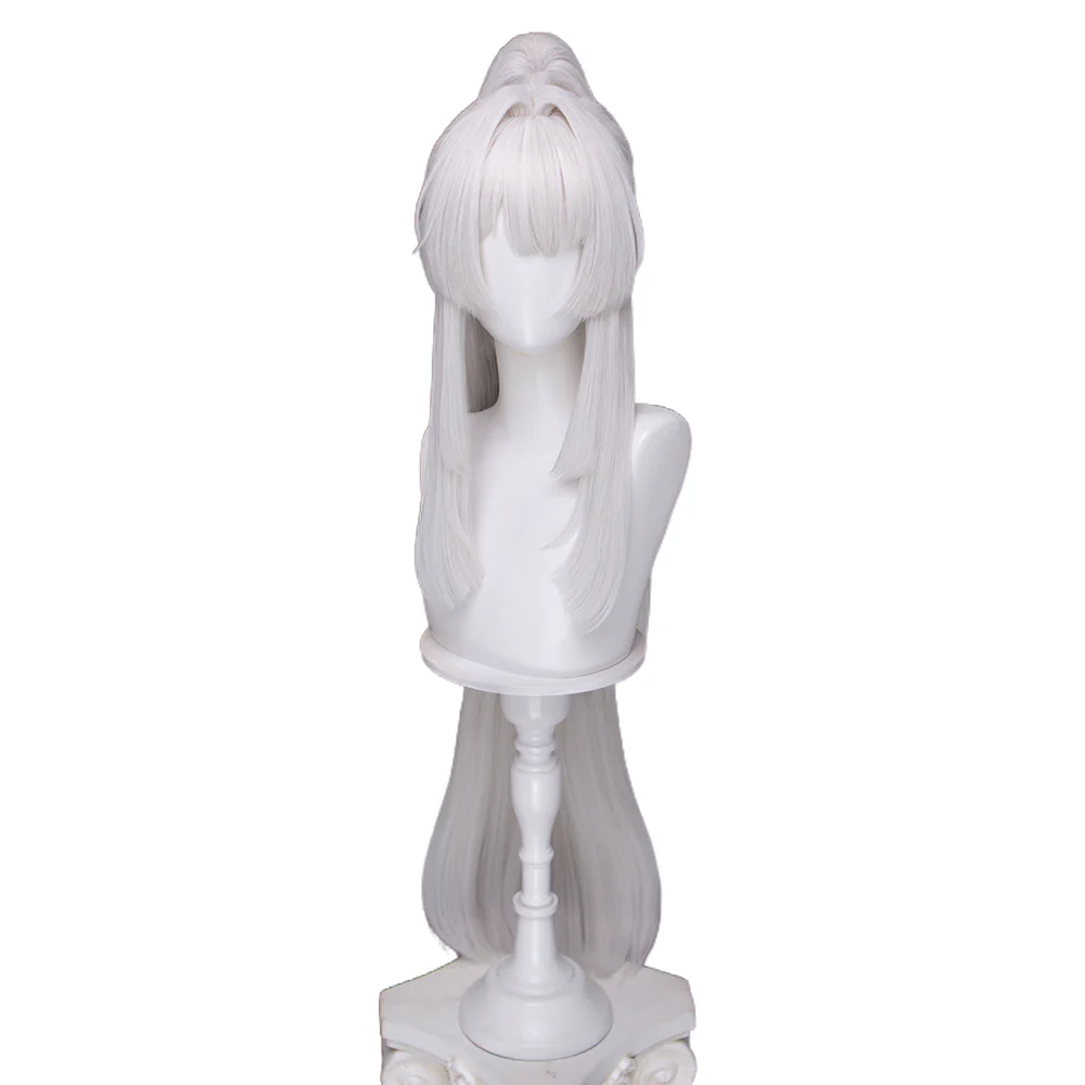 【Tied Ponytail Base Ver Ready For Ship】DokiDoki Game Wuthering Waves Cosplay Hiyuki Wig Long White Hair Ponytail - Image 7