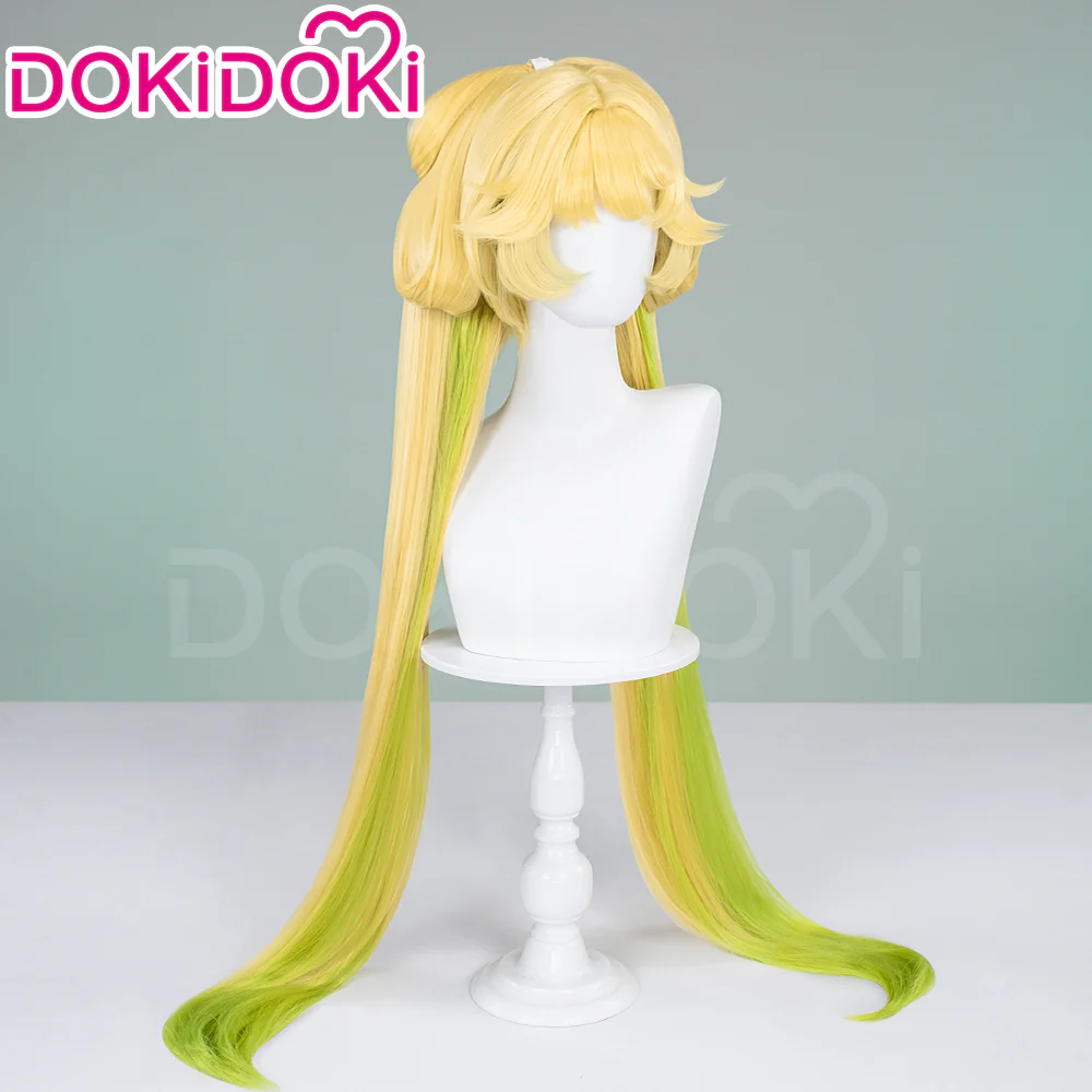 DokiDoki Game Wuthering Waves Cosplay Verina Wig Long Straight Yellow Green Hair - Image 3