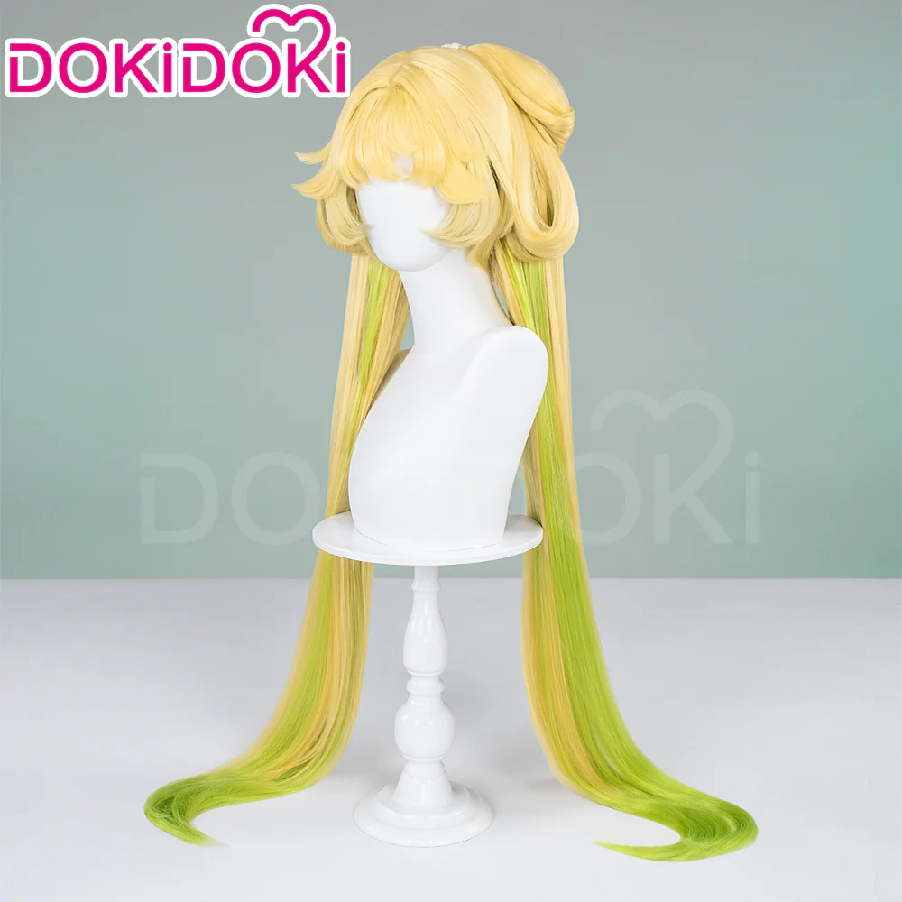 DokiDoki Game Wuthering Waves Cosplay Verina Wig Long Straight Yellow Green Hair - Image 4