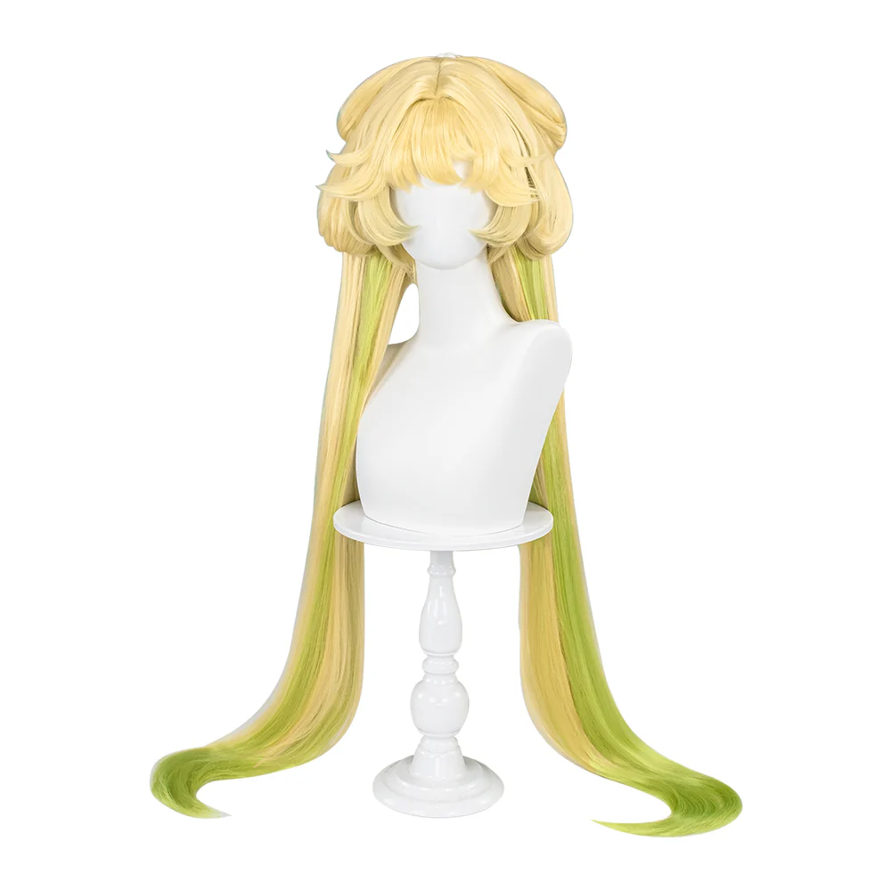 DokiDoki Game Wuthering Waves Cosplay Verina Wig Long Straight Yellow Green Hair - Image 7