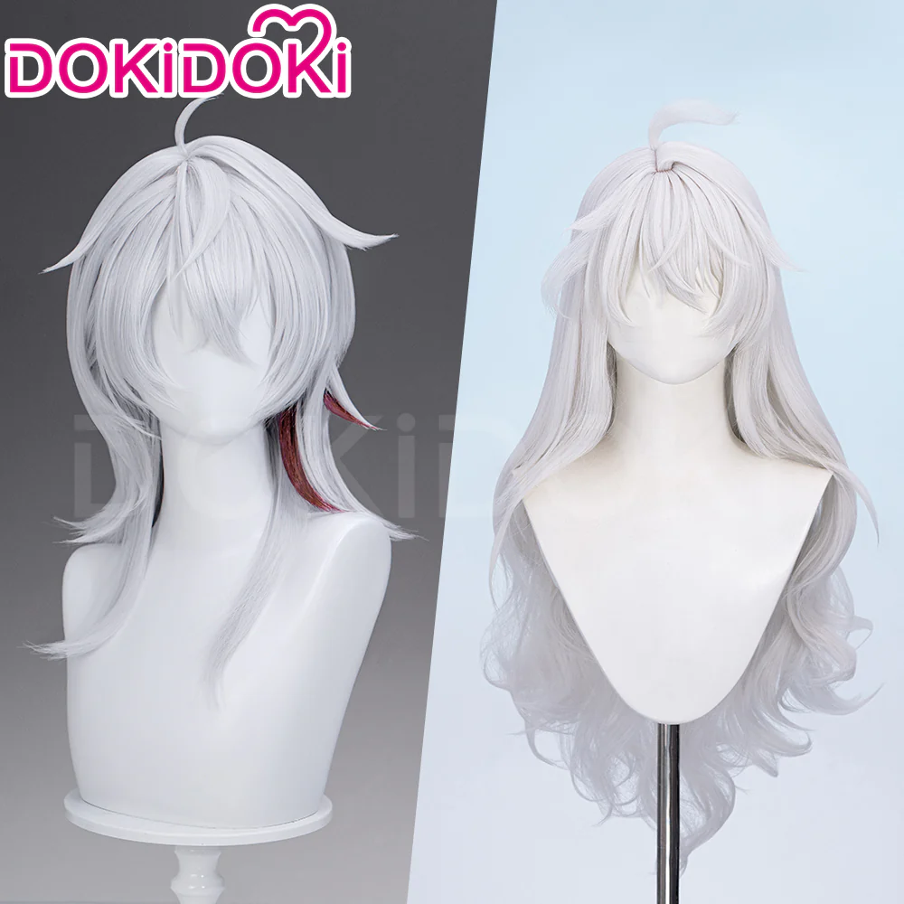 【Partially Ready For Ship】DokiDoki Game Wuthering Waves Cosplay Zani Cosplay Wig / Horns / Earrings Ear Clips Ear Accessories Long Curly Silver Hair - Image 2