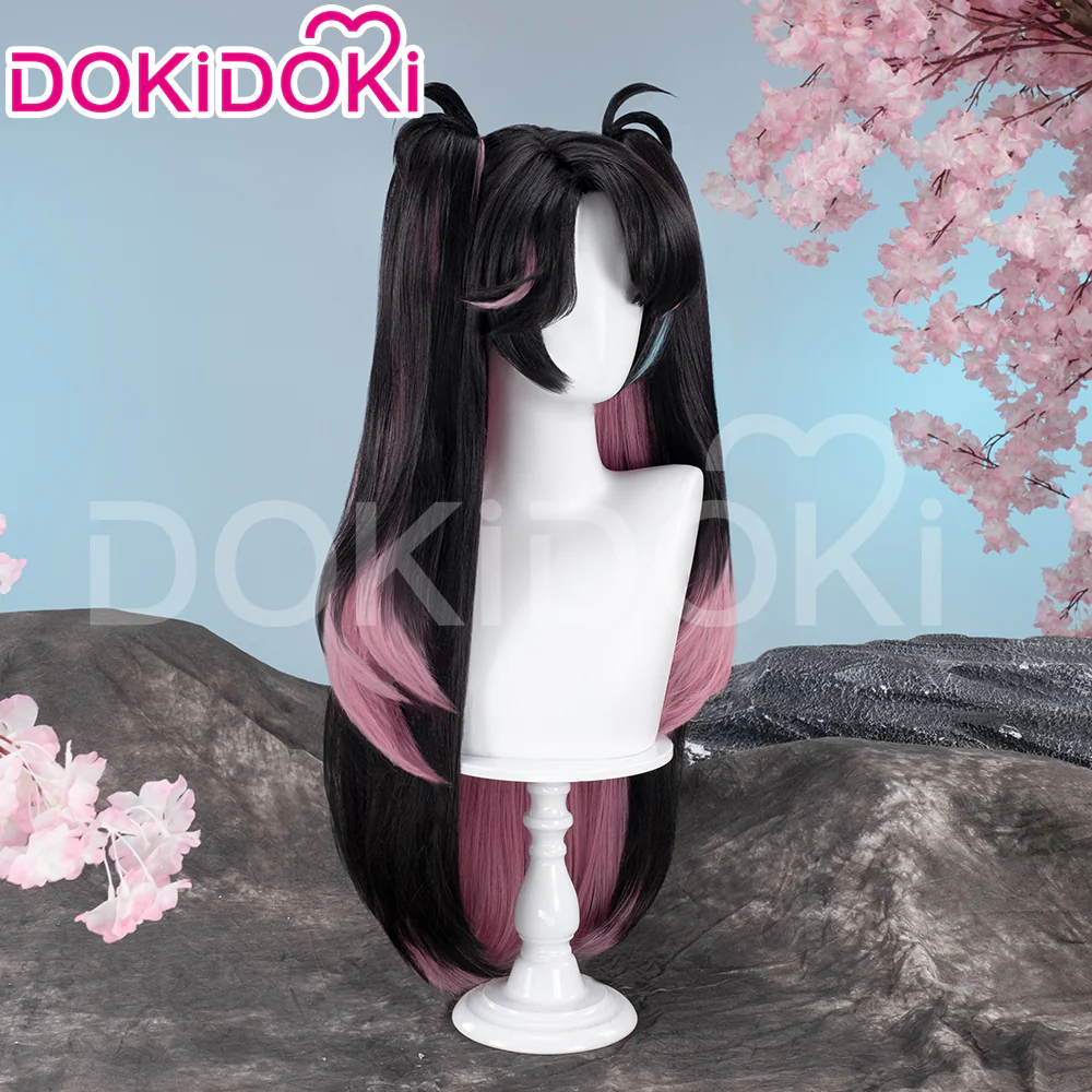 【Ready For Ship】DokiDoki Game Wuthering Waves Cosplay Zhe Zhi Wig Long Straight Black Pink Hair Zhezhi - Image 3