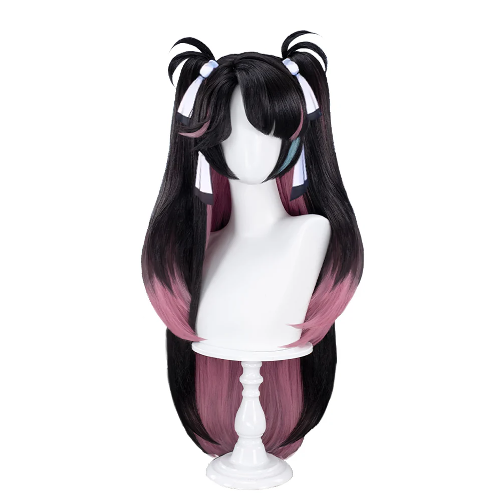 【Ready For Ship】DokiDoki Game Wuthering Waves Cosplay Zhe Zhi Wig Long Straight Black Pink Hair Zhezhi - Image 5