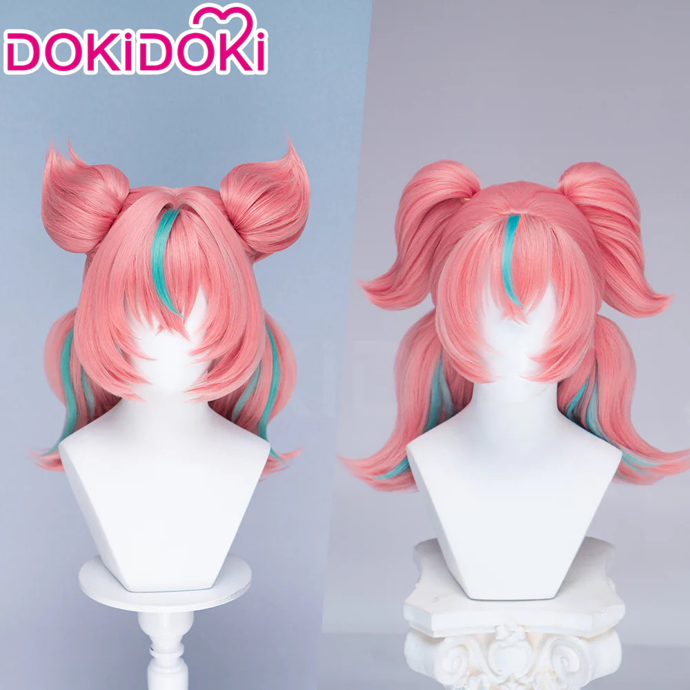【Pre-Braided Ver Ready For Ship】DokiDoki Game Zenless Zone Zero Cosplay Aria Twin Ponytail Wig Short Coral Pink Mint Green Hair Detachable Ponytails ZZZ - Image 2