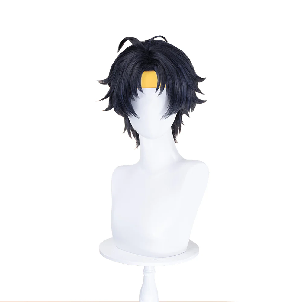 【Ready For Ship】DokiDoki Game Zenless Zone Zero Cosplay Asaba Yuma Wig / Choker / Earring / Ear Clip Short Straight Dark Blue Hair ZZZ Harumasa - Image 8