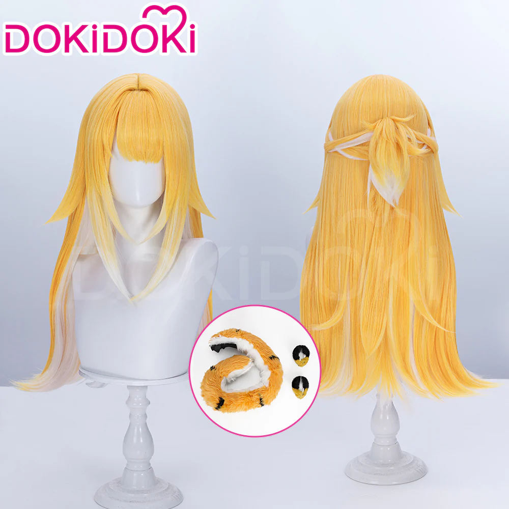 【Ready For Ship】DokiDoki Game Zenless Zone Zero Cosplay JuFufu Cosplay Wig / Tail / Ears Long Straight Yellow Hair Ju Fu Fu ZZZ