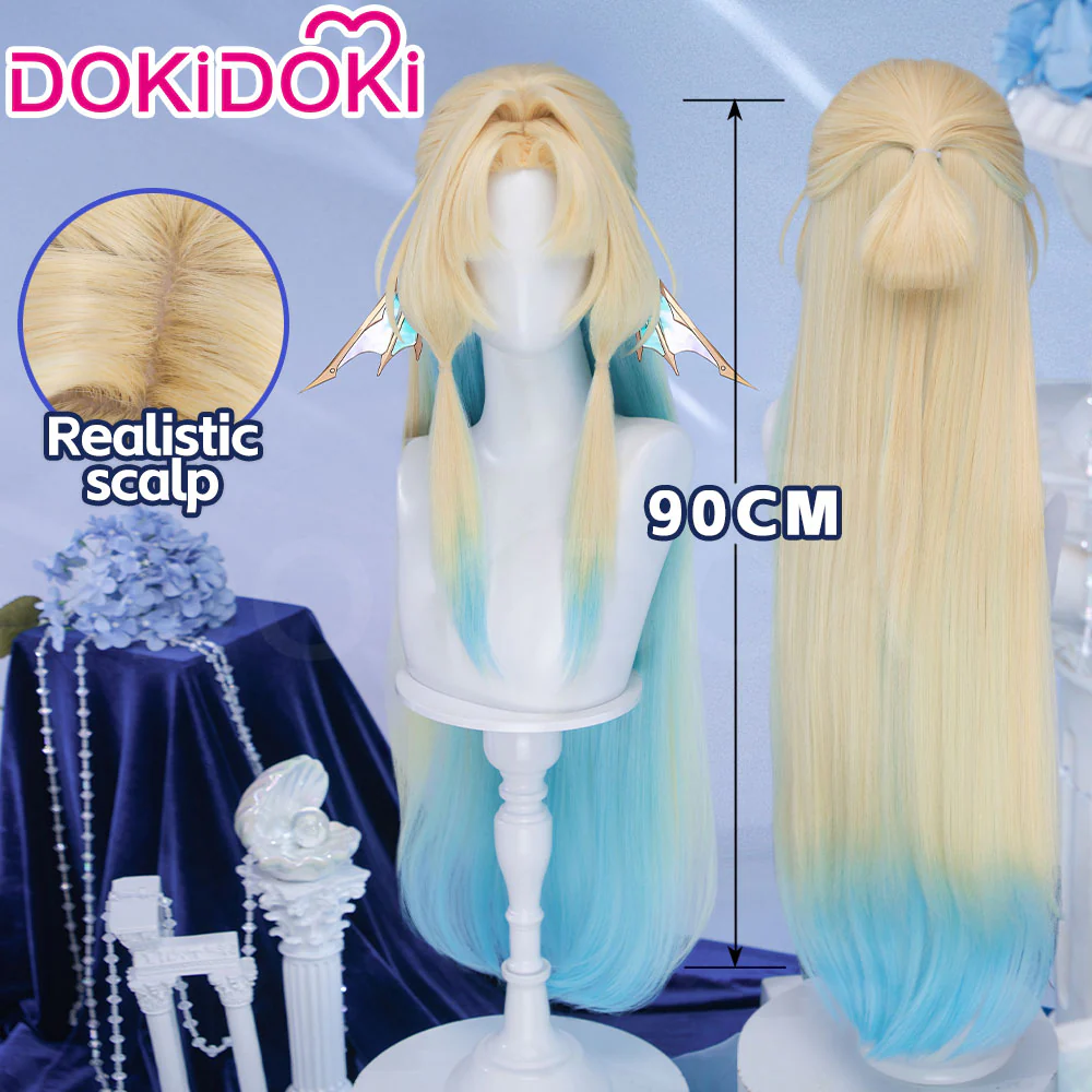 【Ready For Ship】DokiDoki Honkai: Star Rail Cosplay Pearl Wig Long Straight Blonde Blue Gradient Hair Ten Stonehearts - Image 5