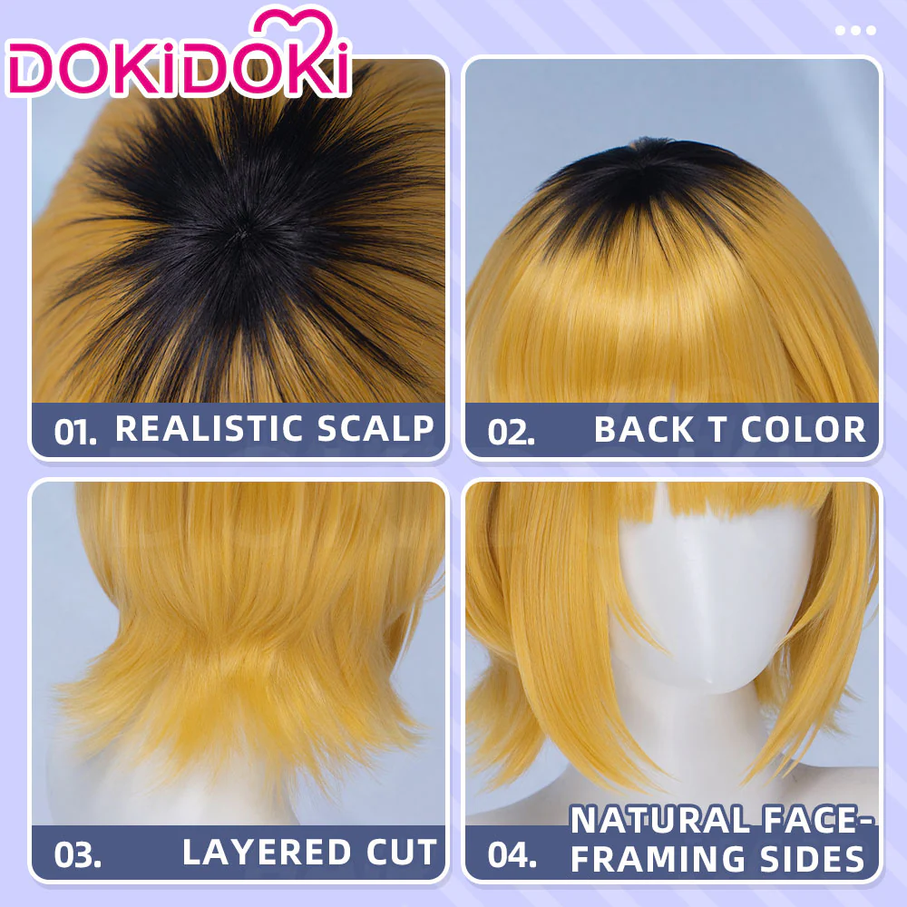 DokiDoki Manga Anime Oshi no Ko Cosplay Mem-Cho Wig Short Blonde Black Hair - Image 4