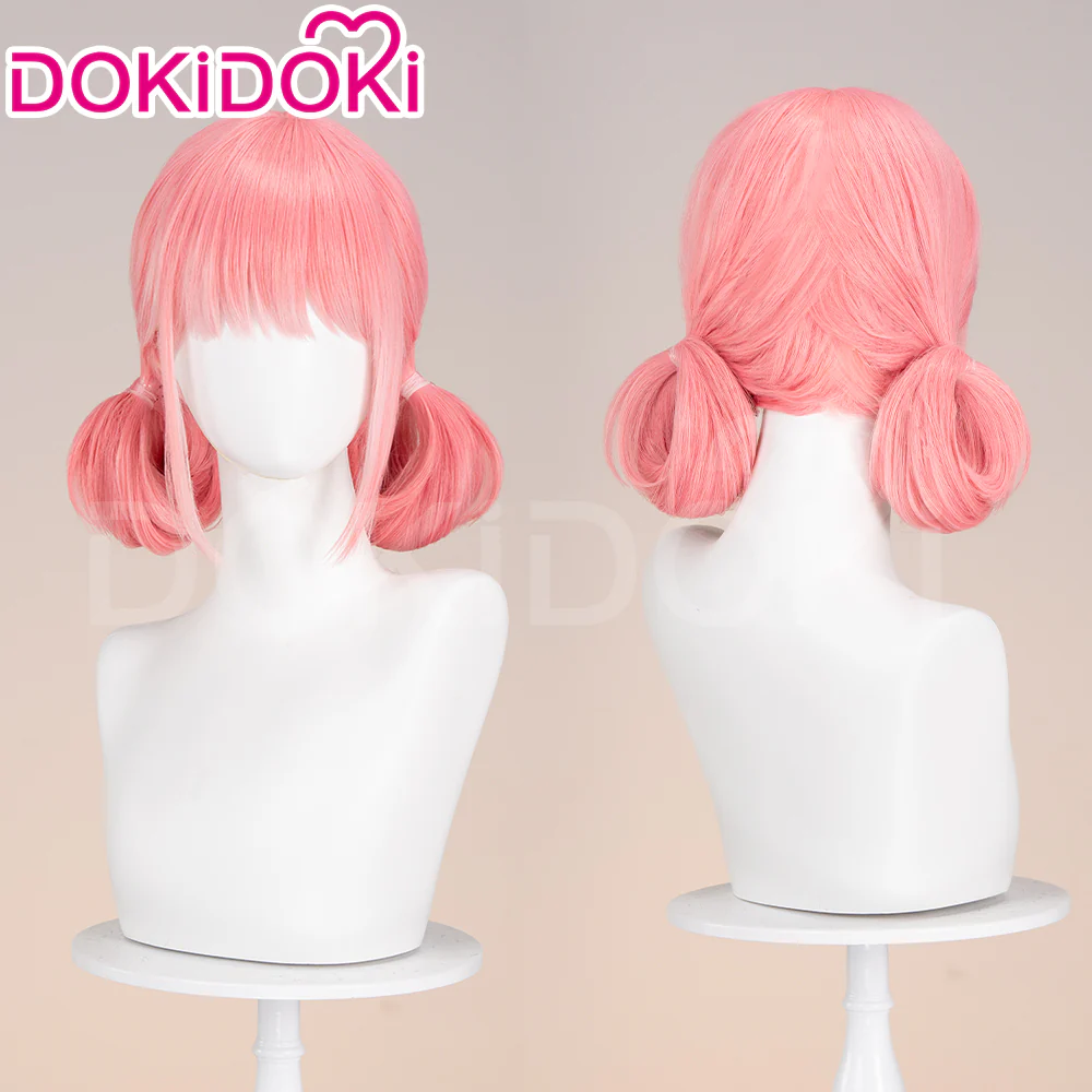 【Ready For Ship】DokiDoki Manga Cosplay Wig Short Straight Peachy Pink Hair Two Buns