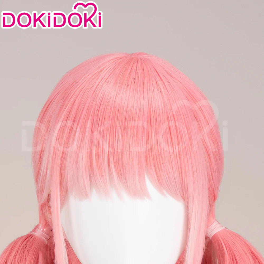 【Ready For Ship】DokiDoki Manga Cosplay Wig Short Straight Peachy Pink Hair Two Buns - Image 4