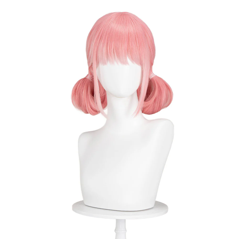 【Ready For Ship】DokiDoki Manga Cosplay Wig Short Straight Peachy Pink Hair Two Buns - Image 5